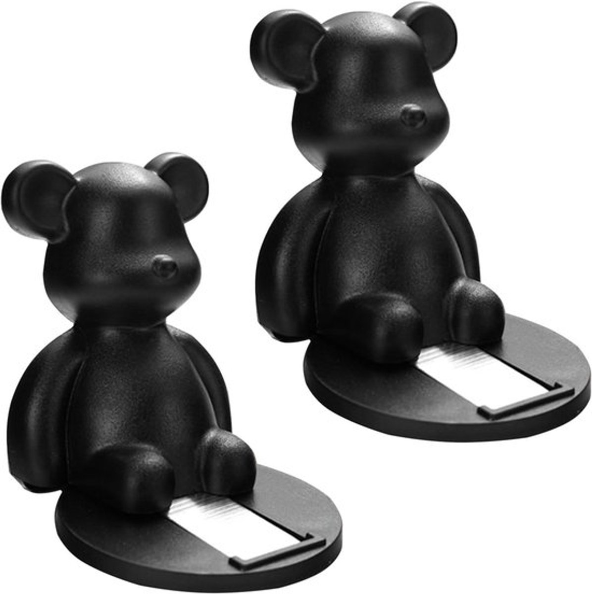2 stuks magnetische deurstopper zelfklevende cartoon beer vorm deurstops met sterke magneet - Zwart