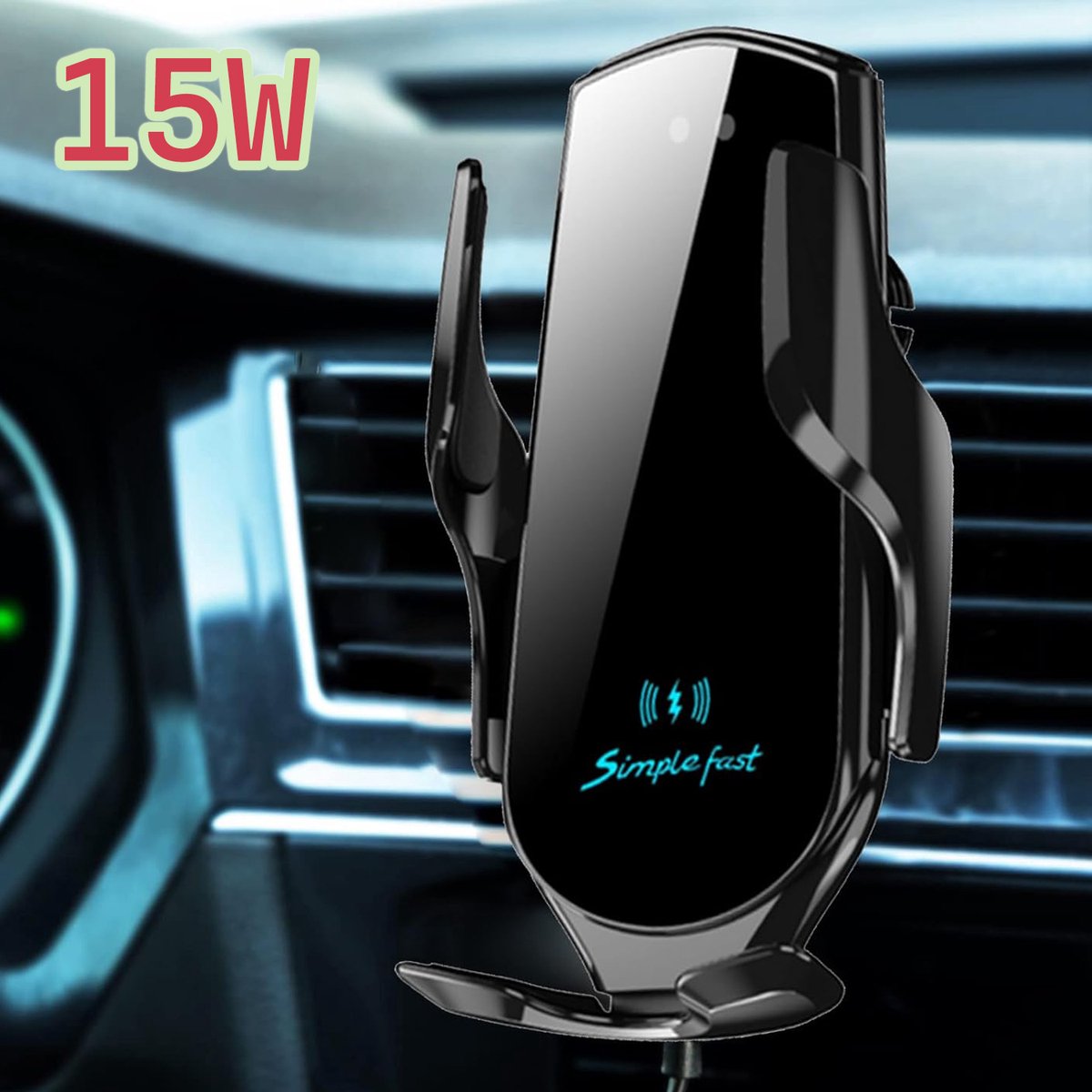 15W Draadloze Autolader - Autotelefoonhouder Met Automatische Klem - Telefoonhouder Voor In Het Ventilatierooster