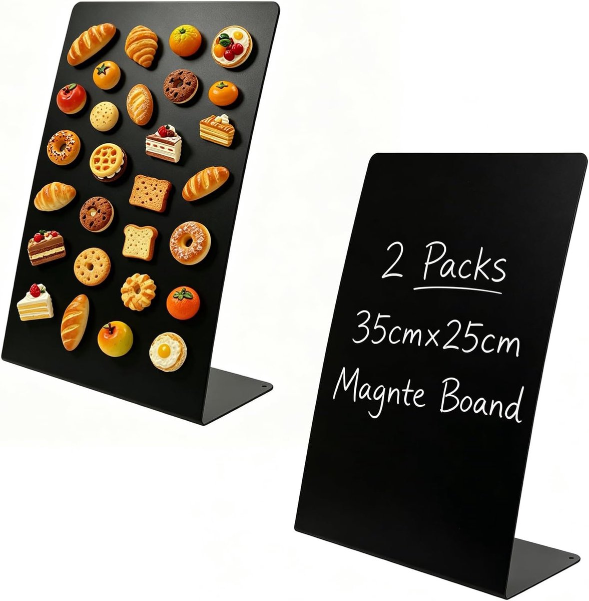 KZQ Magnetisch Prikbord Set Van 2 Met Standaard Voor Tafel – Zwart, Geschikt Voor Thuis, Kantoor, Keuken En School
