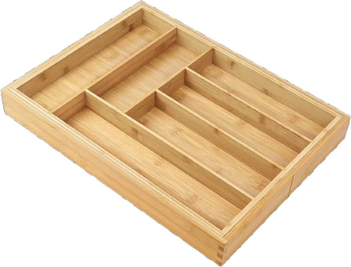 Velori Uitschuifbare Bestekbak - Bamboe Bestekorganizer - Keukenlade Organizer - Bestekhouder Lade - Verstelbare Ladeverdeler - 43 x 32-52 x 5 cm