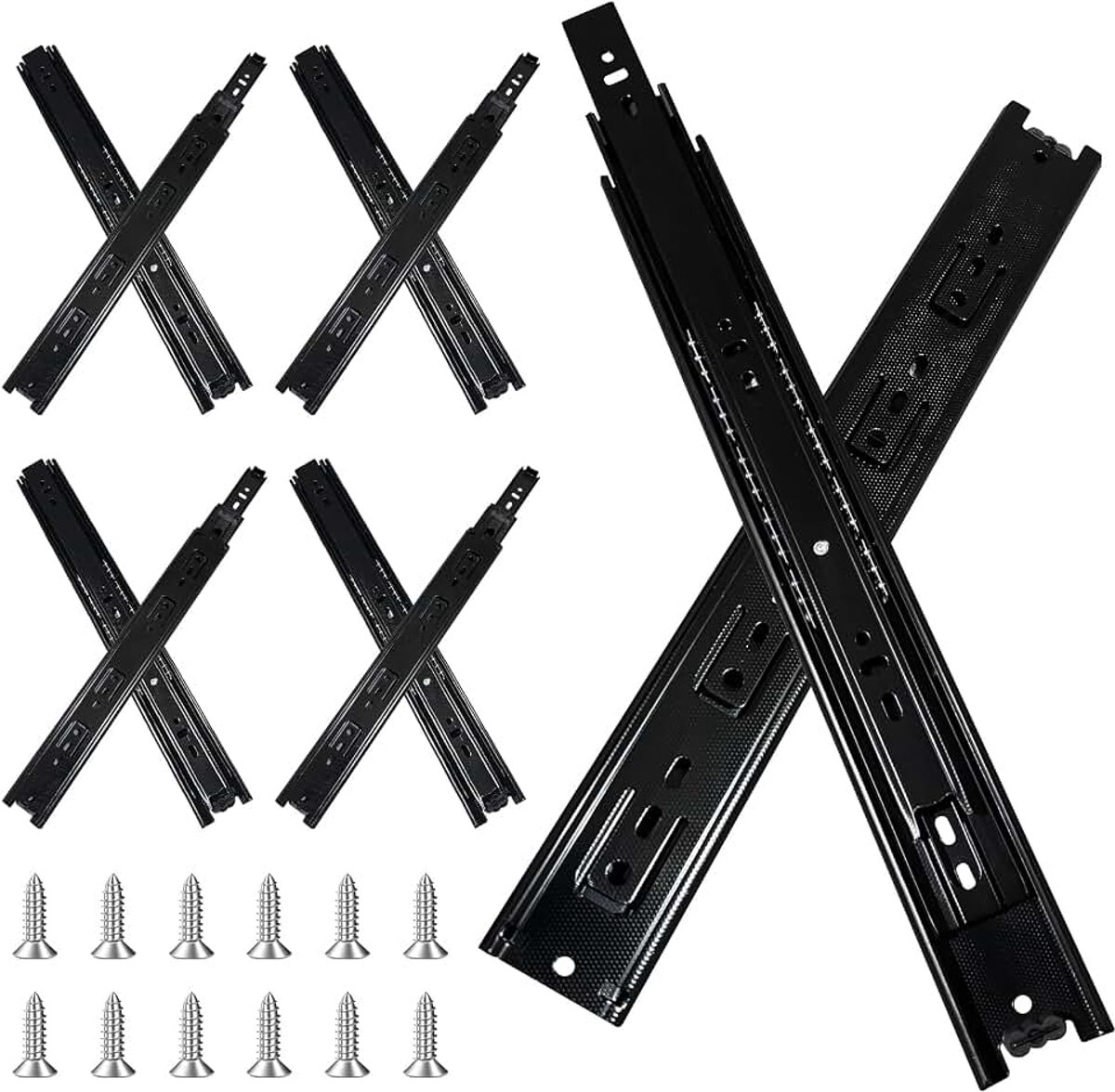 18 inch Lade Slides 4 Paren Kogellager Volledige Uitbreiding Kast Lade Slides 3-voudig, Zijmontage, 100LB Capaciteit Heavy Duty Lade Slide 18"