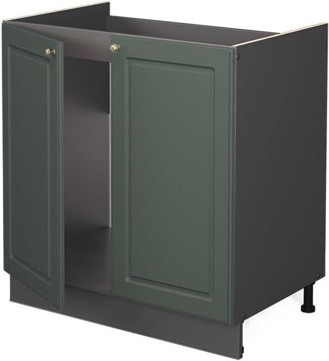 Spoelkast Keuken - Keukenkast Spoelbak - Keuken Organiseren - Soft-close Scharnieren - 80 cm Breed - Groen Goud