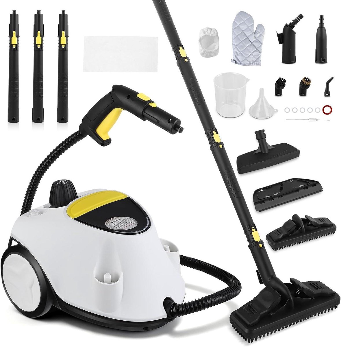 Stoomreiniger - Hete stoomreiniger - Grondig schoonmaken - Snelle opwarming - 2 liter reservoir - Wit