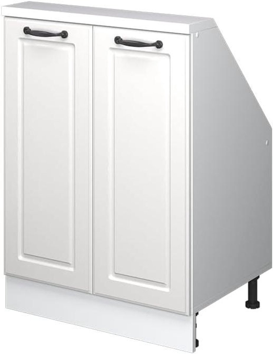 Bergkast schuin dak - Opbergkast met deuren - Ruimte benutten - Stabiele constructie - 60x81.5 cm - Wit landhuis