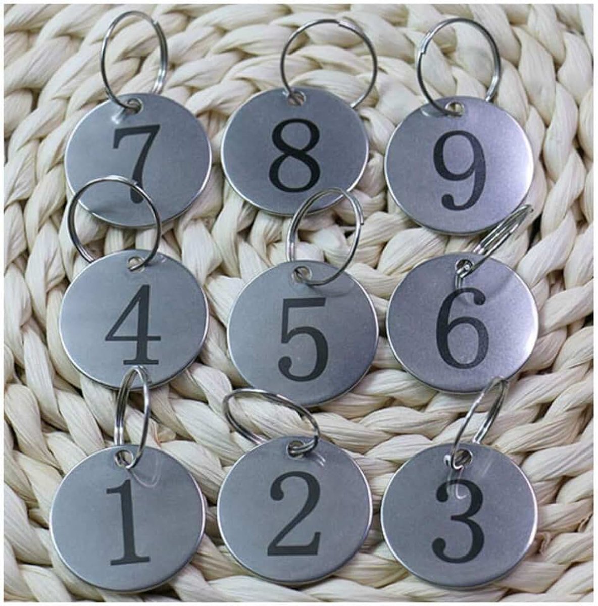 Staal genummerde tags Sleutelhangers ID-tags genummerde sleutelhangers (1-10)