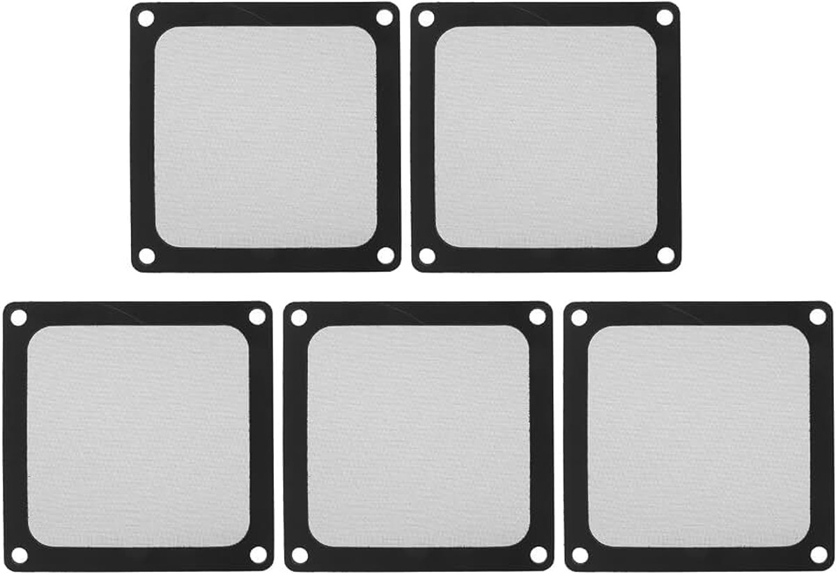 Stoffilter voor pc-behuizing, 5 stuks, stoffilter voor ventilatoren, computerbehuizingskoeler, netrooster voor pc met magnetisch frame (zwart,