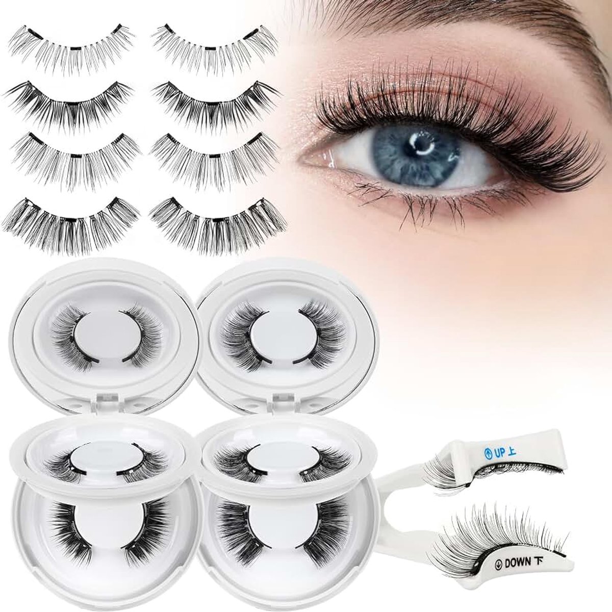 Clace Ciglia Magnetische Ciglia Magnetische Ciglia Magnetiche Naturali Senza Colla, Facili Da Indossars per Principianti (4Kits-D)