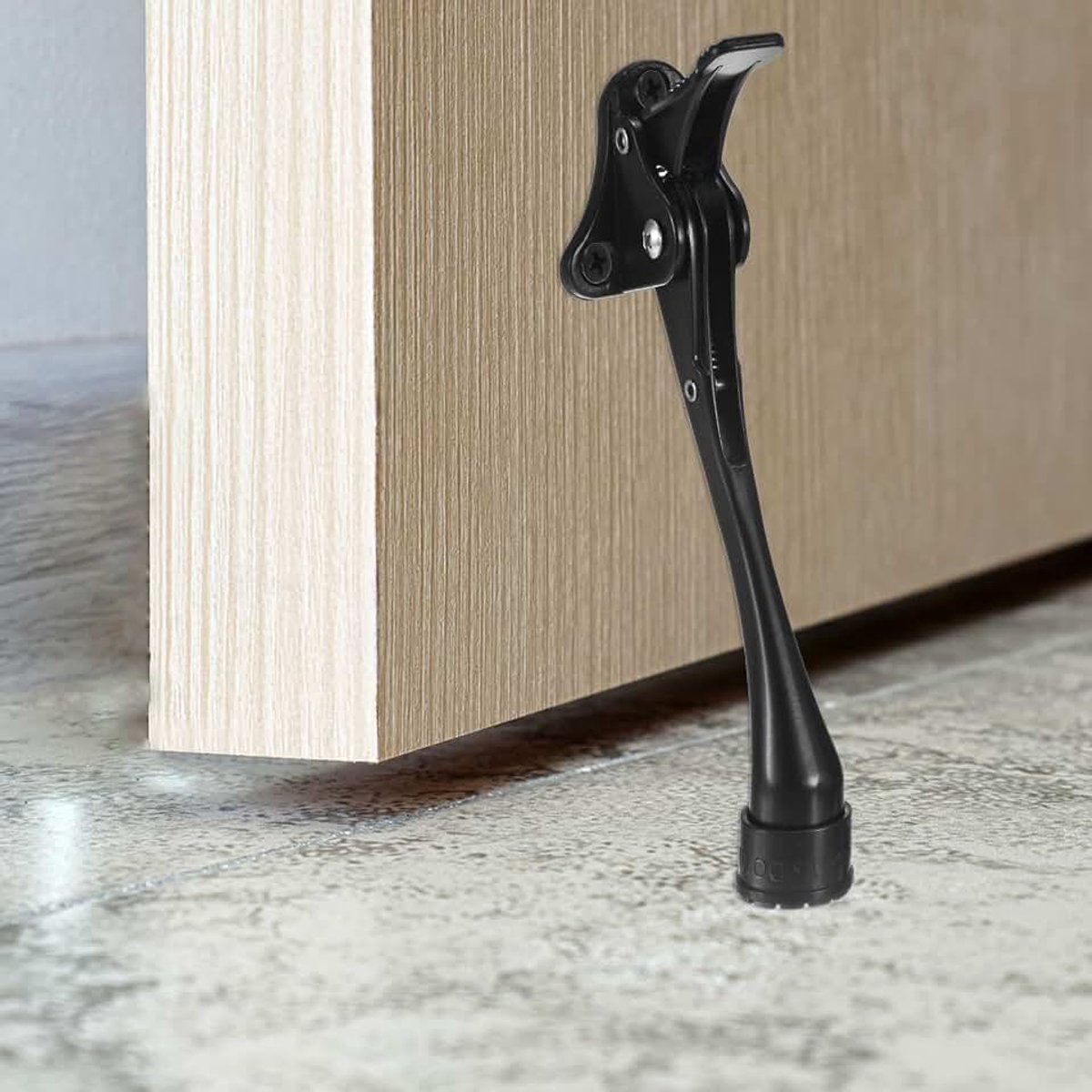 Stoppers, 6 inch aluminium neerklapbare deurstopper met verstelbare hoogte voor woonkamer/slaapkamer/badkamer, deurstophouder [zwart]