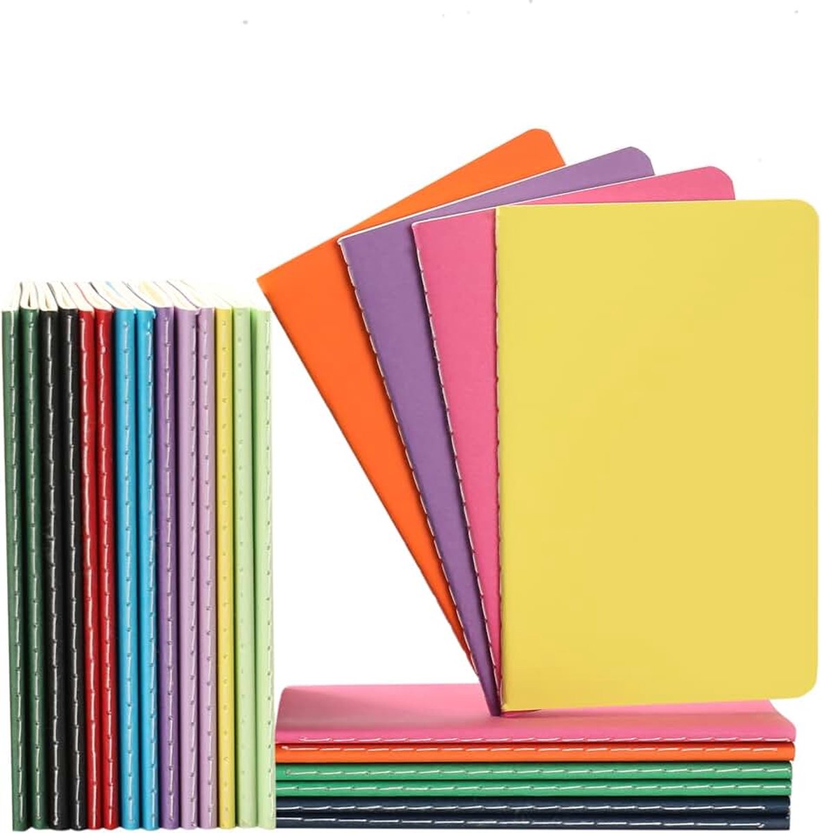 24 stuks klein gelinieerd notitieboek, dagboeken, schetsboeken voor het klaslokaal, gastgeschenken, 9 x 14 cm, kleurrijke cover