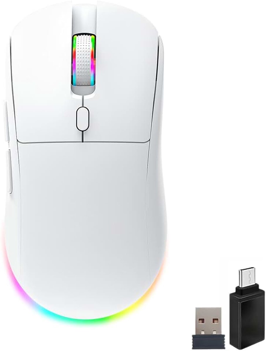 Draadloos, RGB gamingmuis met instelbare DPI 800/1200/1600/2400/3600/4800, Bluetooth-muis (2,4G+BT1+BT2+bekabeld), 1K afhaalfrequentie, voor pc, laptop, tablet, mobiele telefoon