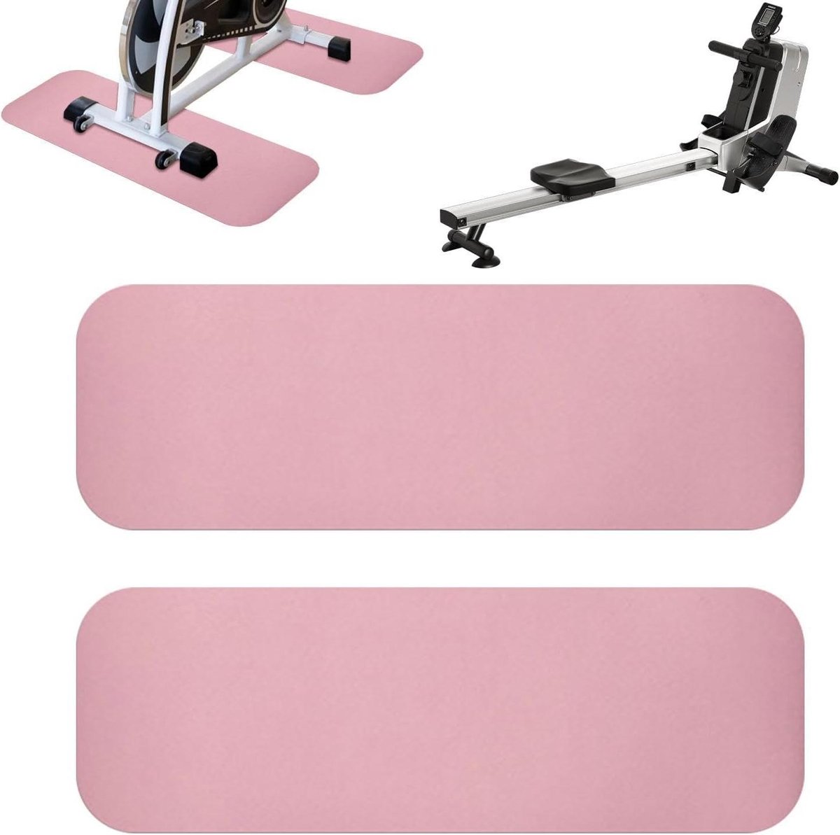 Loopbandmat - Fitnessmat Hometrainer - Vloer Beschermen - Antislip Geluiddempend - 65x180 cm - Roze