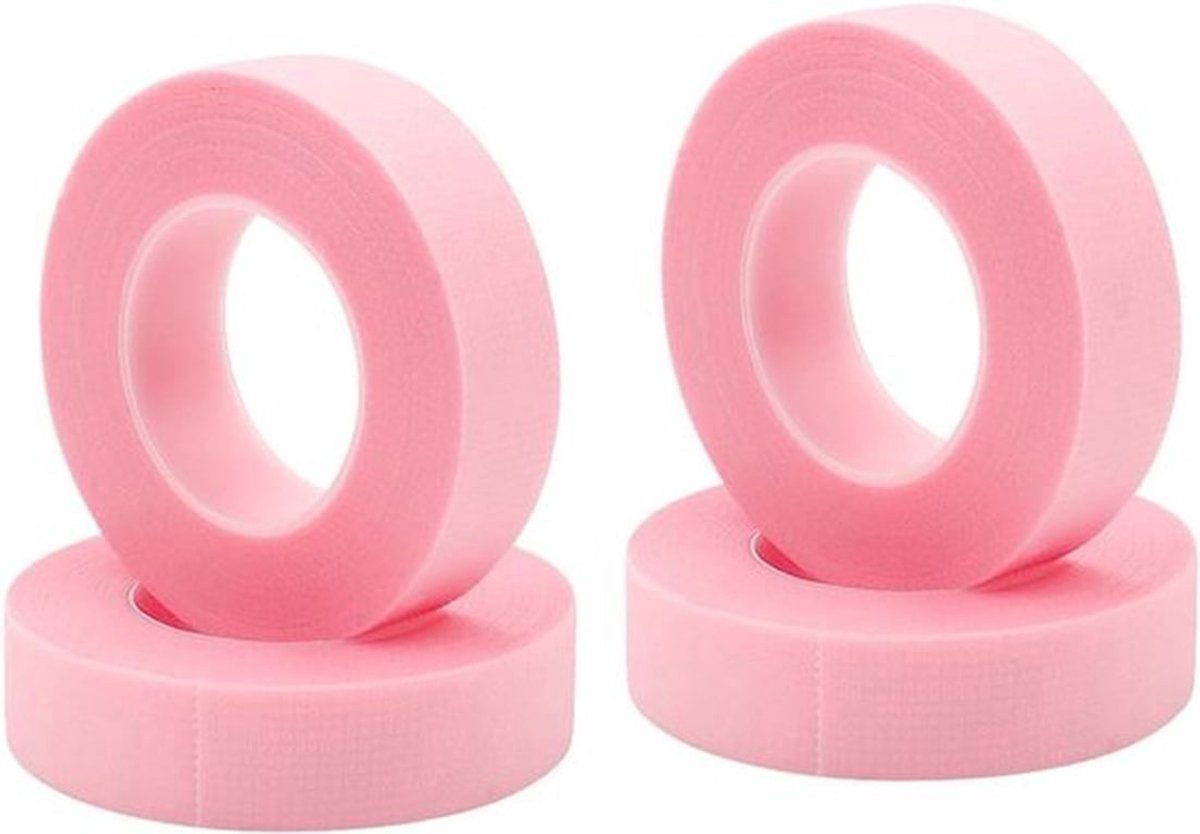 Nepwimpertape - Roze - Ademend en microporeus - Extensies - 9,1 meter per rol 4 rollen - Geschikt voor - PE -
