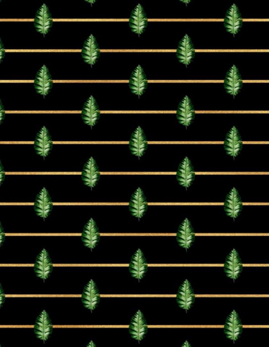 Leaves with gold stripes on black background Notebook - Large 8.5x11 Inches-120 Pages- College Ruled: Composition Notebook