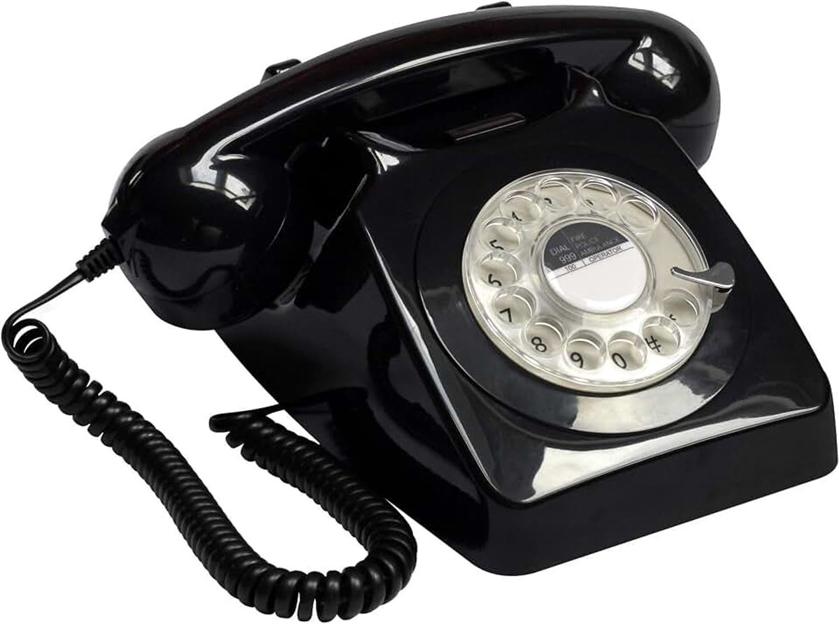 46RBLK 746 bureautelefoon met draaiknop zwart