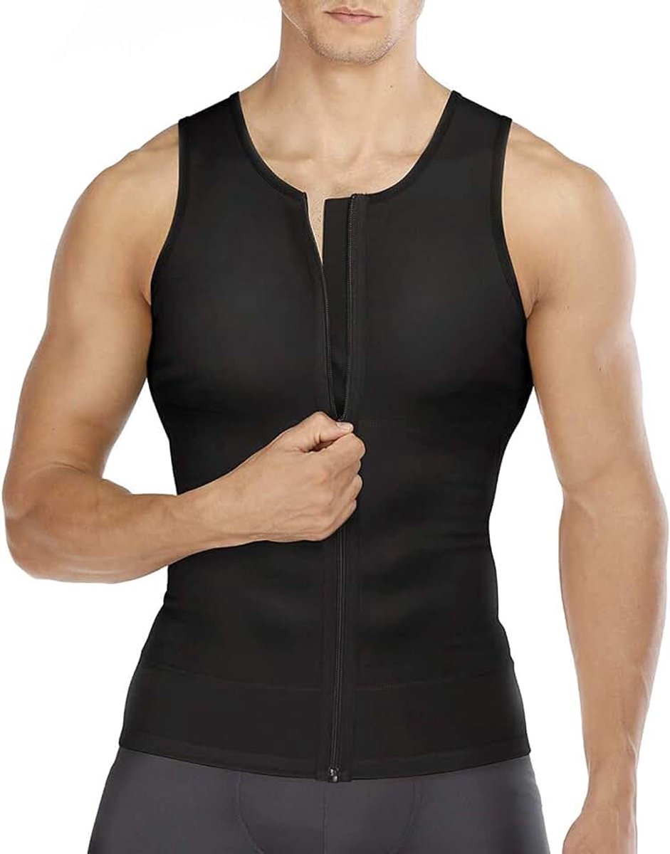 Heren onderhemden Shapewear Workout Tank Tops Figuurvormend Functioneel Shirt Body Shaper Buik Weg Shirt Afslanken Fijne Rib Onderhemd Vest