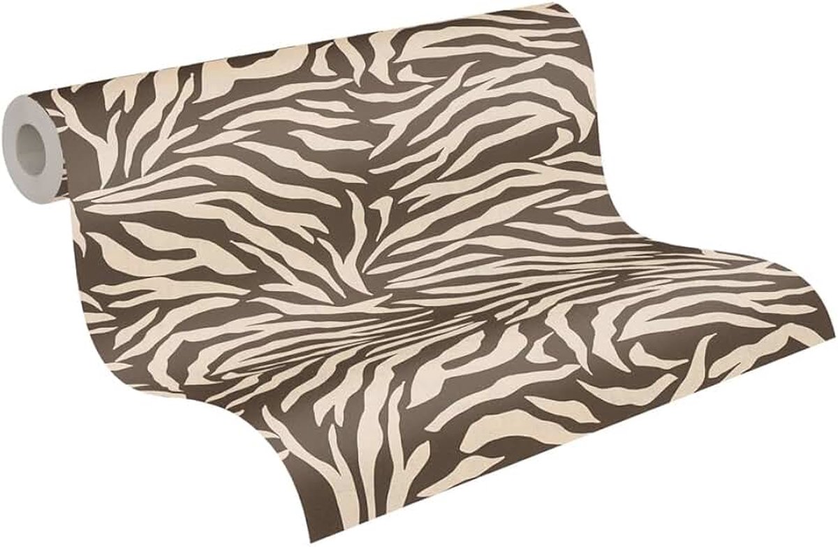 Behang Dierenbehang 10,05 m x 0,53 m - Bruin, crème - Zebra behang - 782172