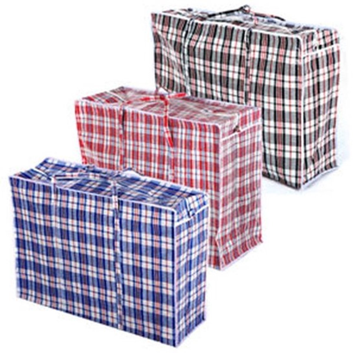 Waszakken - 3 Stuks - Sterk en Duurzaam - Opbergtas voor Kleding - Met Rits - Ideaal voor Verhuizen - Afmetingen 79x20x58,5 cm - Opbergzakken