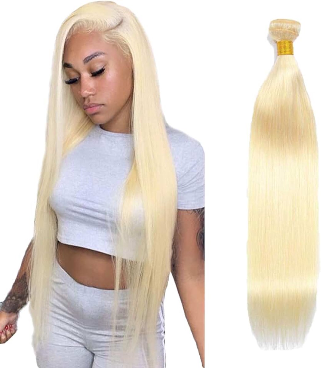 #613 Blonde Color Straight Echt haar pruik Bundles Human Hair Extensions Double Weft Weave Unprocessed Virgin Bundles Minimal Shedding Soft and Silky For Women 22 Inch