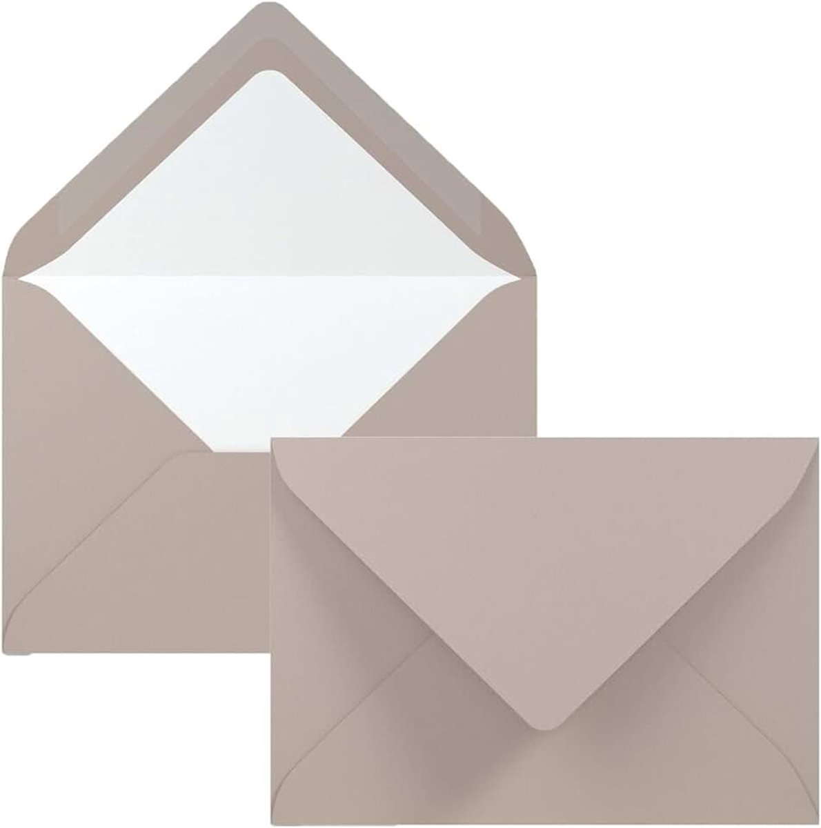 100x Kuverts in Taupe - Brief-Umschläge in DIN B6-12,5 x 17,6 cm geripptes Papier - witte zijdevoering voor Kerstmis & feestelijke gelegenheden