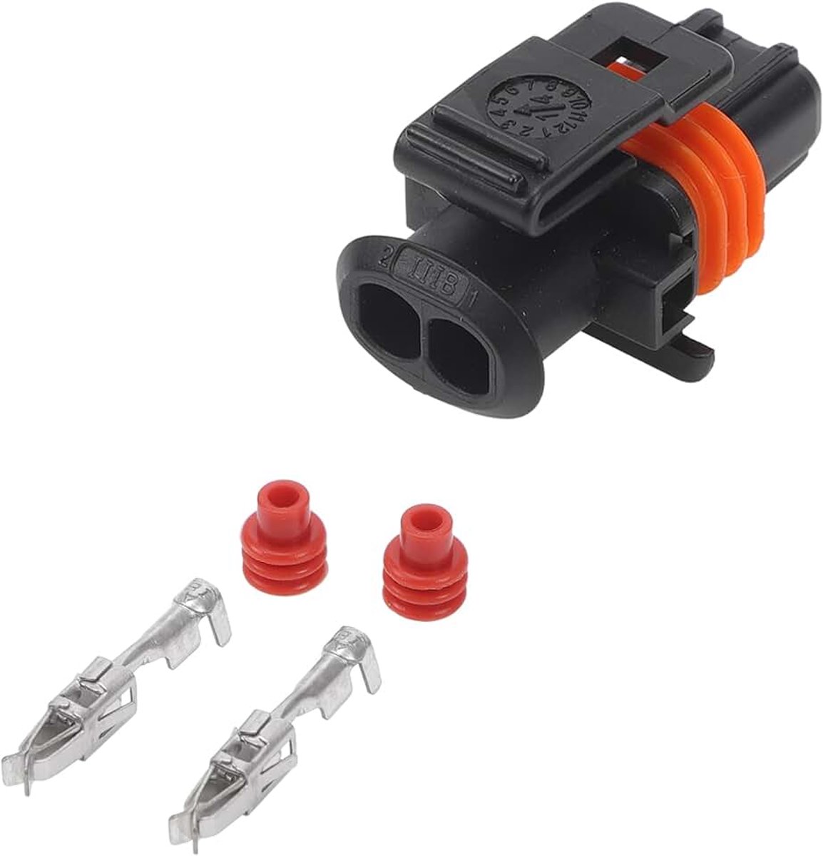 2 Pin Common Rail Diesel Injector Connector No.7703297953 3.5mm Serie Waterdichte Female Plug voor Mercedes-Benz Plastic Zwart Oranje 1 Set