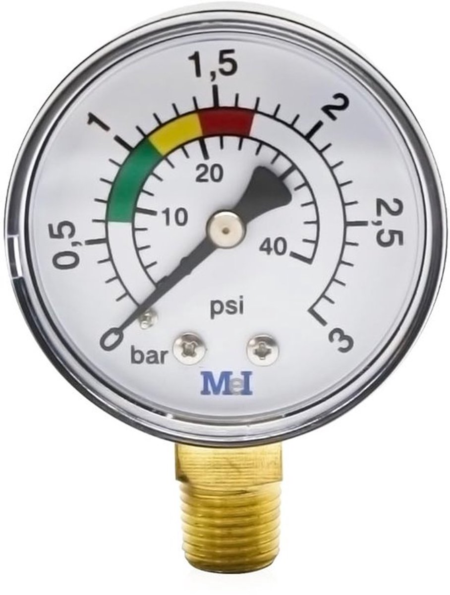 Waterdrukmeter 0-3 bar - 50mm Diameter - Precisie Meting - Duurzaam Materiaal - Eenvoudige Installatie - Corrosiebestendig - Drukmeter