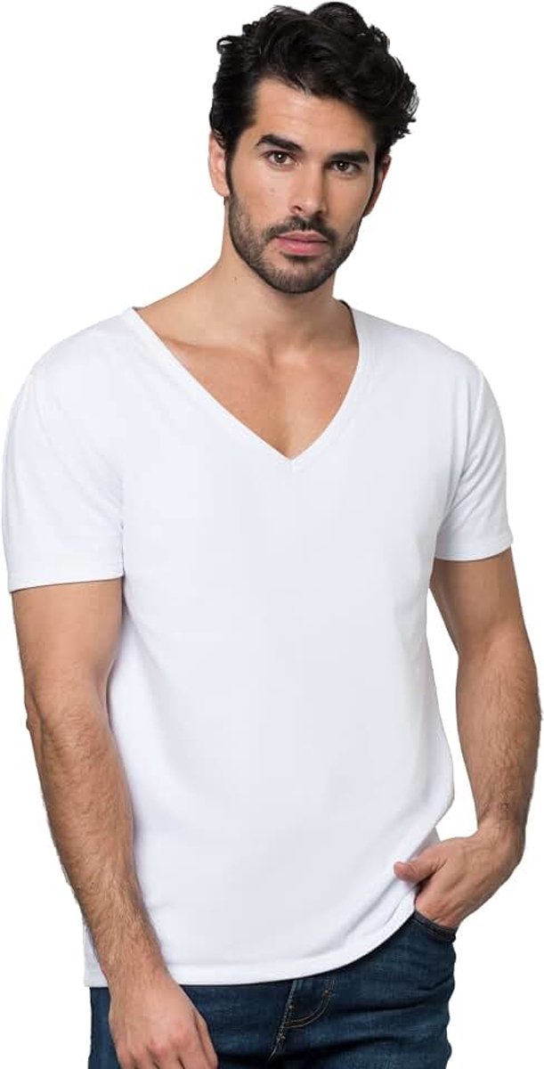 T-shirt, Diepe V-hals, absorbeert en verdampt zweet, vlekwerend, geurremmend, zweetafstotend, 100% ademend