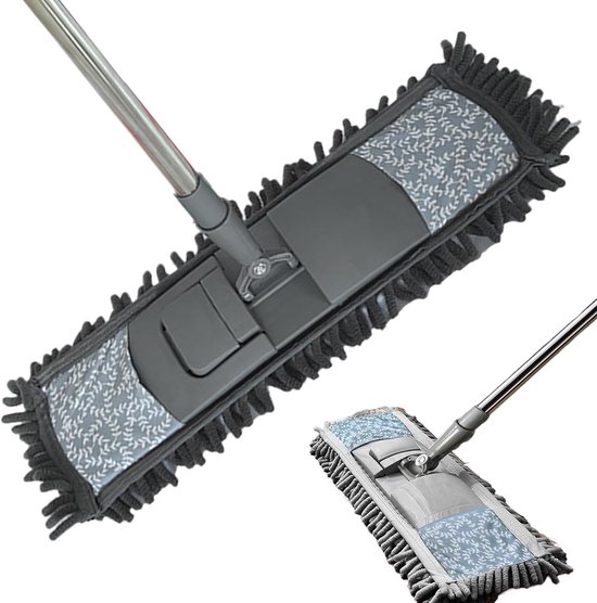 Reinigingsmop - Vloerwisser Dweil - Huishoudelijk Schoonmaken - Verstelbare Steel - 135 cm - Grijs — afbeelding 5