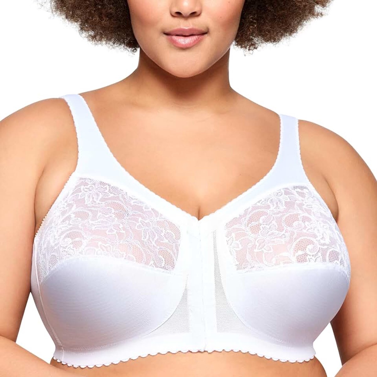 Women's Magic Lift Volledige Figuur Ondersteuning Front Close Soft Cup Dagelijkse BH, Wit, 90C