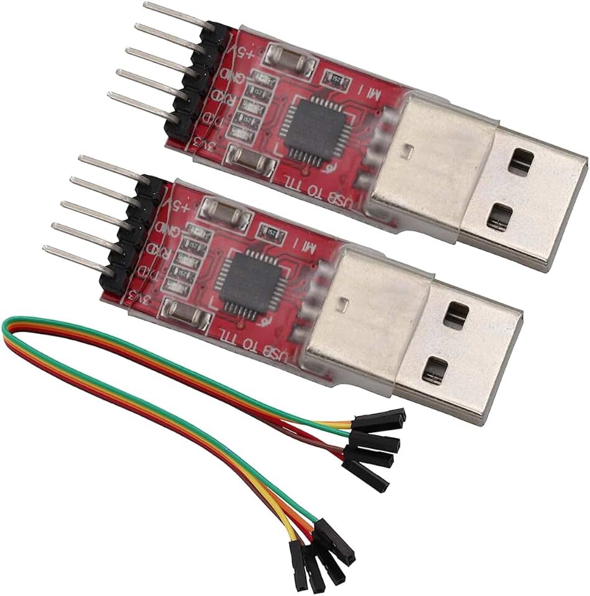 Seriële convertermodule USB-UART-converter voor 3,3 V en 5 V STC-download met jumperkabel (2 stuks)