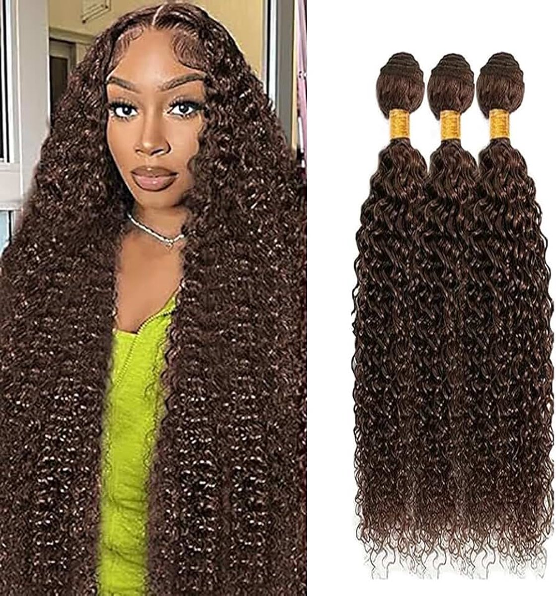 Wave Human Hair Bundles 3 Extension 50g/Per Machine Double Wefts Unprocessed Remy Weave #4 Chocolate Brown Color for Woman 20 22 24 Inch