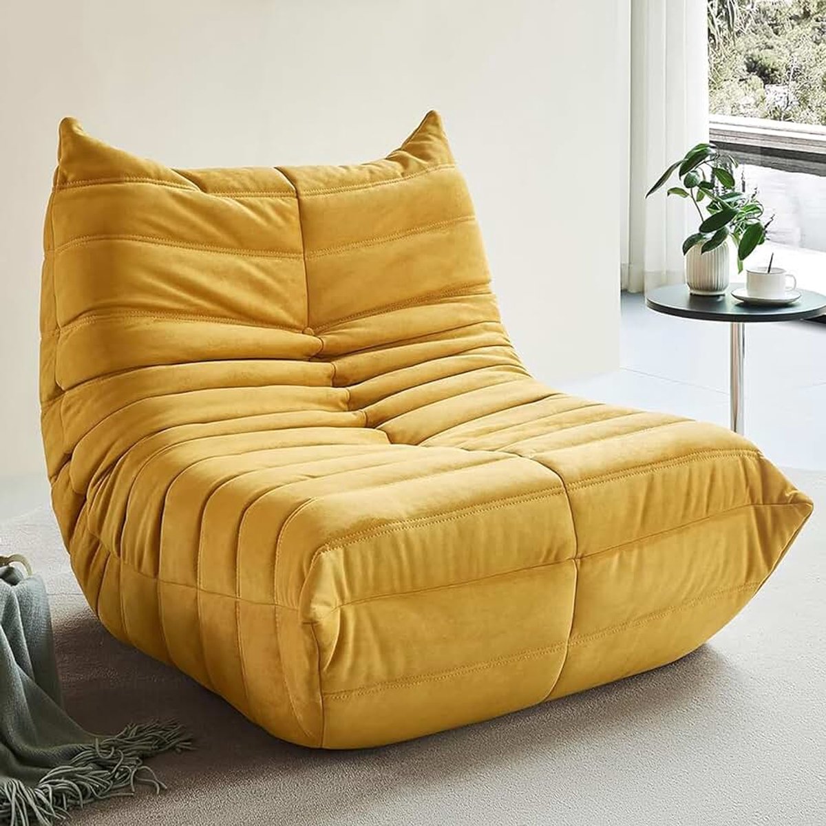 Stoel bij het open haard, comfortabele slaapbank op de vloer, ergonomisch ontwerp lounge eenpersoons, armloze accentstoel voor woonkamer, slaapkamer, slaapzaal, salon