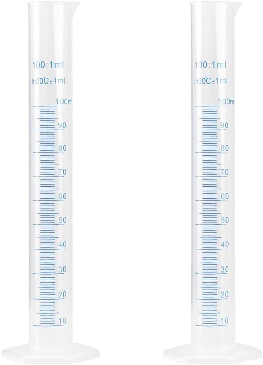 Maatcilinder, maatcilinder, 100 ml meetbeker, meetgereedschappen, voor DIY en wetenschappelijke laboratoria, kunststof graduatie maatcilinder vloeistof meetgereedschap voor chemie keuken