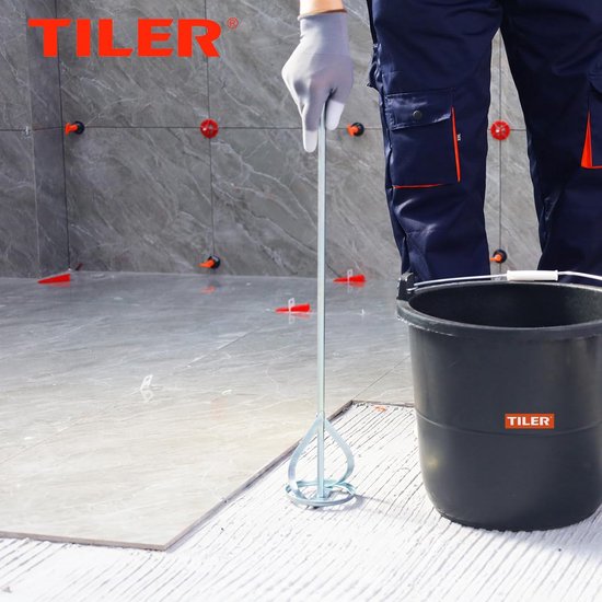 Mortelmixer - Roerstaaf - Materiaal Mengen - Verzinkt Staal - 60 x 400 mm - Zilverkleurig — afbeelding 4