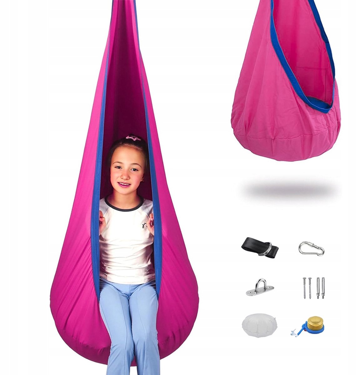 Sensory Cocoon Hangmat Kinderen - Roze, 160x70cm, 150kg