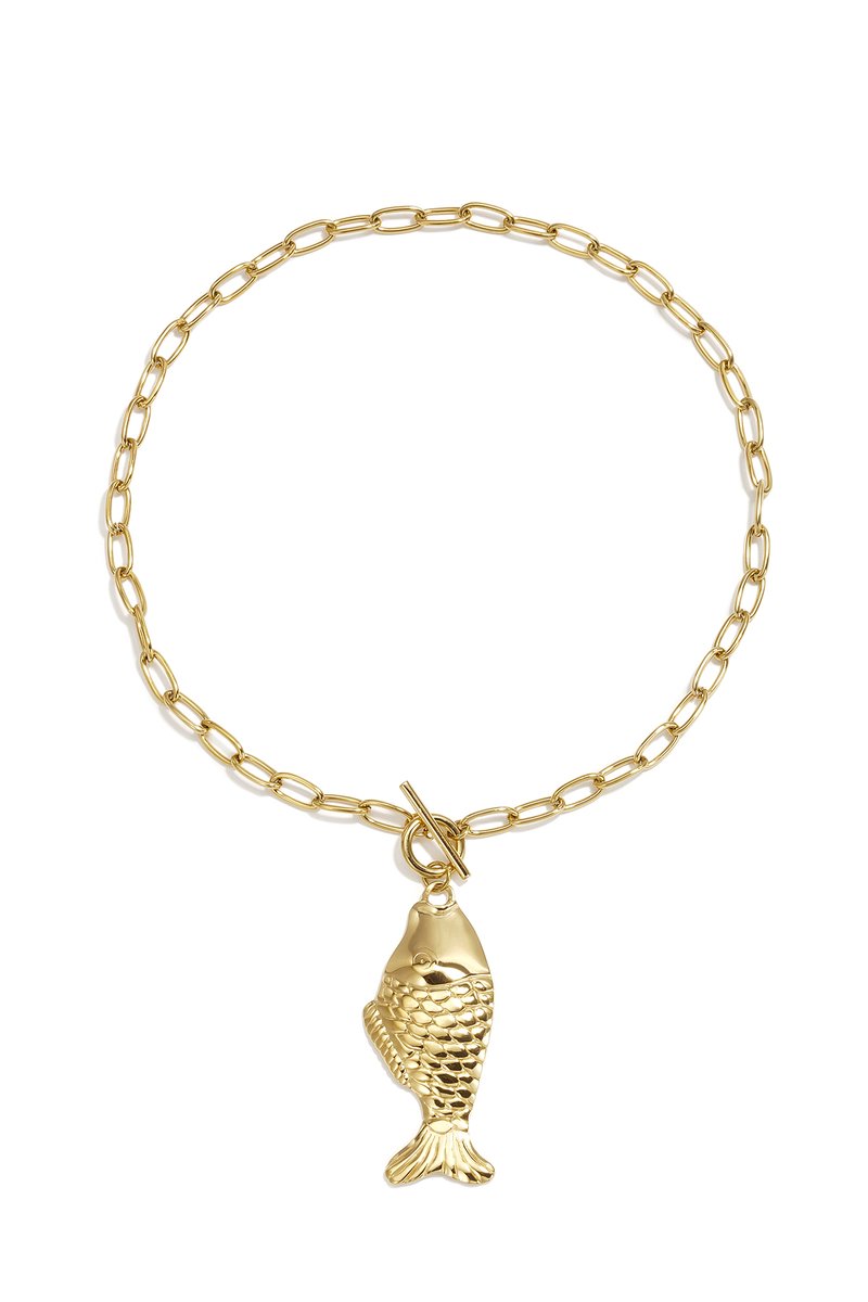 Oceanische Schakelketting - Subtiel Vis motief – RVS - Goud