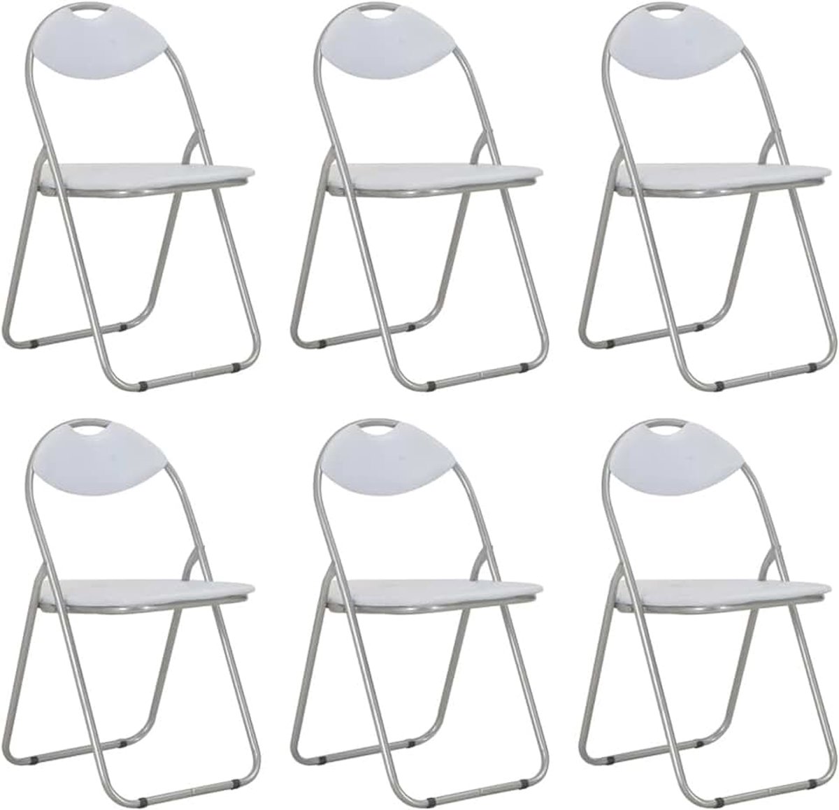 Inklapbare eetkamerstoelen, 6 stuks, wit, van kunstleer, stoelen voor buiten, eetkamerstoelen voor tuin, tuinmeubelen, tuinmeubels, tuin, outdoor, terras