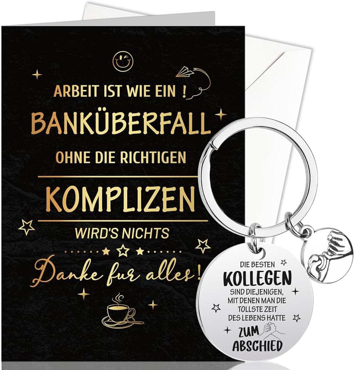 Afscheidskaart collega's, kaart afscheid collega grappige kaart afscheid collega sleutelhanger, pensioen kaart voor afscheidscadeau collega's baan wisselen, pensioen cadeau