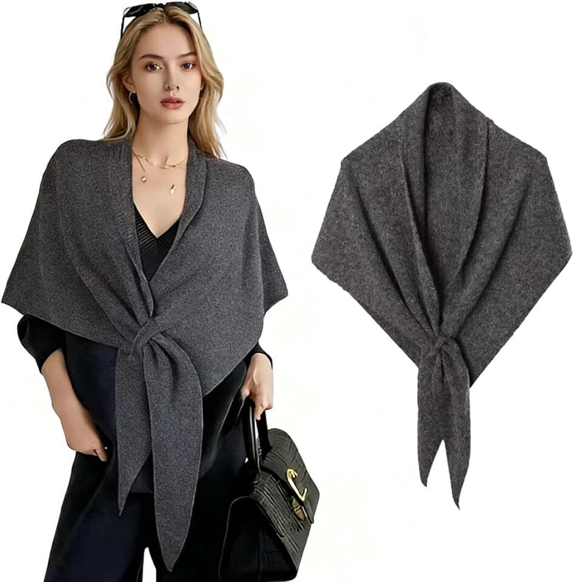Poncho kasjmier sjaal, elegante pashmina poncho dames kasjmier sjaal zachte warme cape herfst winter mode kleding dames sjaal
