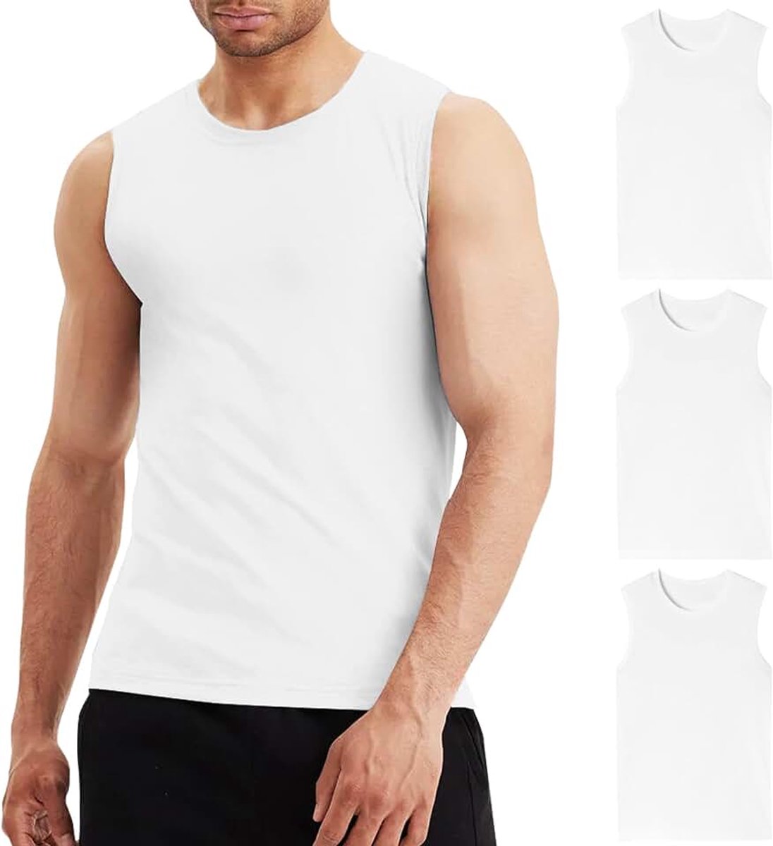 Heren T-shirt met ronde hals van katoen Basic korte mouwen Top 3/6 Pack 8101