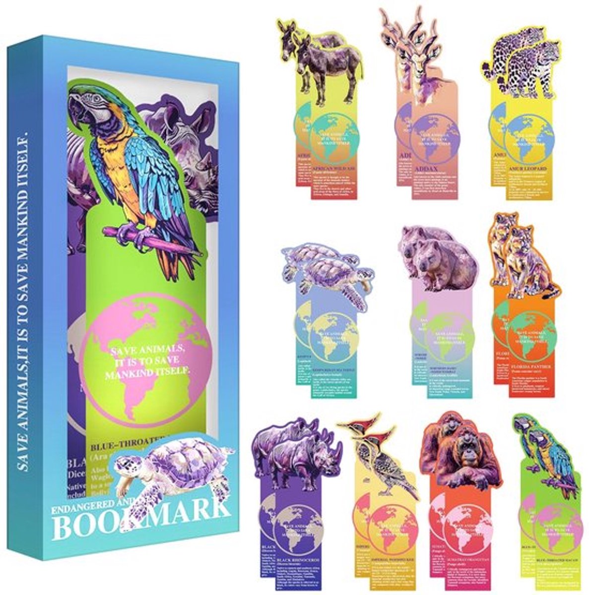 Premium Boekenleggers - Unieke Magnetische Boekenleggers - Voor Kinderen - Zwart - Leuke Dierenontwerpen - Perfect voor School en Cadeaus
