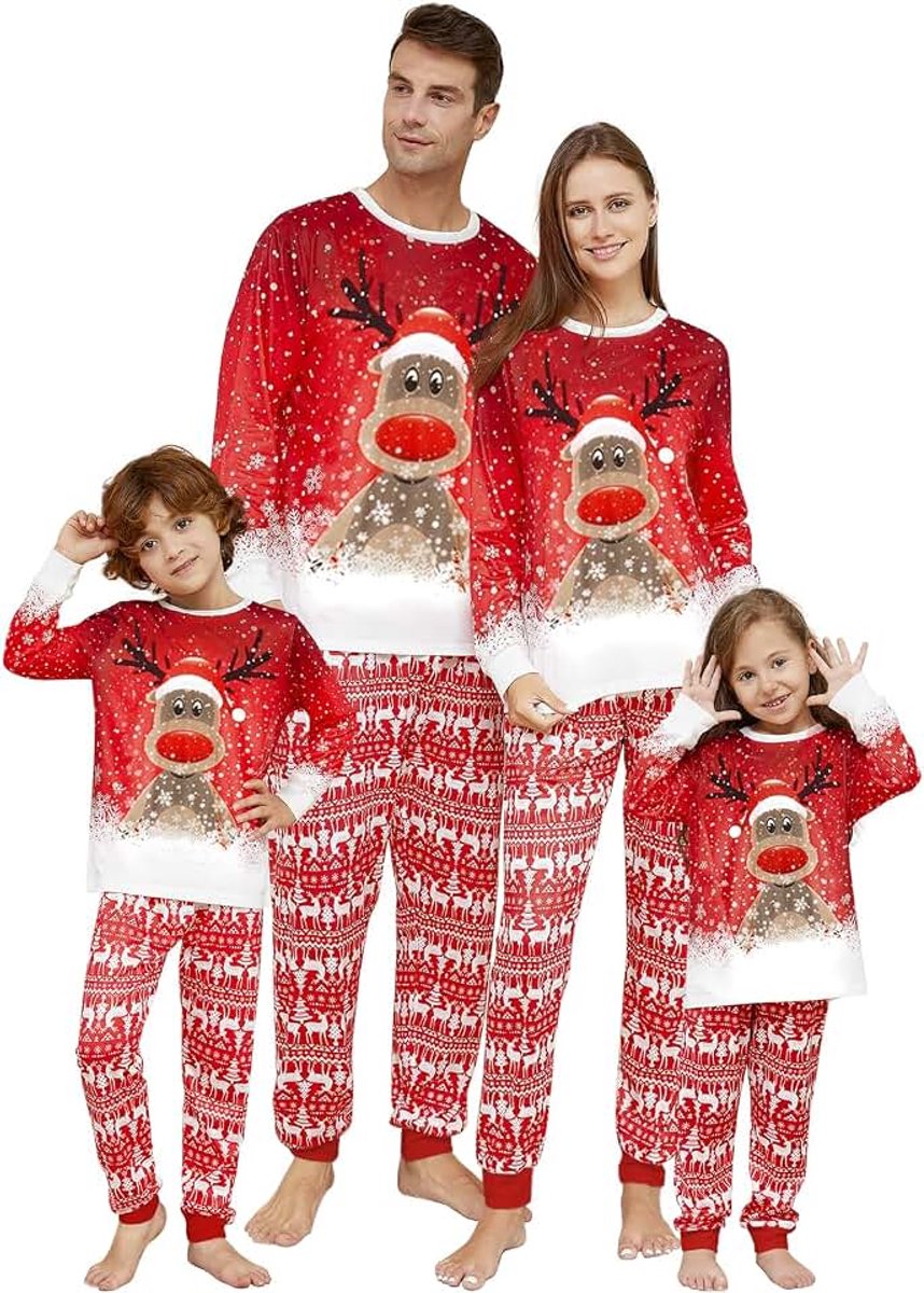 Bijpassende kerst pyjama set rendier pyjama pyjama set kerst geruite pyjama nachtkleding loungewear voor heren dames volwassenen kinderen