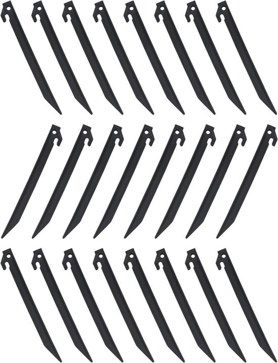 24 stuks 225 mm duurzame tentharingen plastic spikehaak luifel camping caravan visuele marker buiten kamperen opblaasbare palen luifel (zwart)