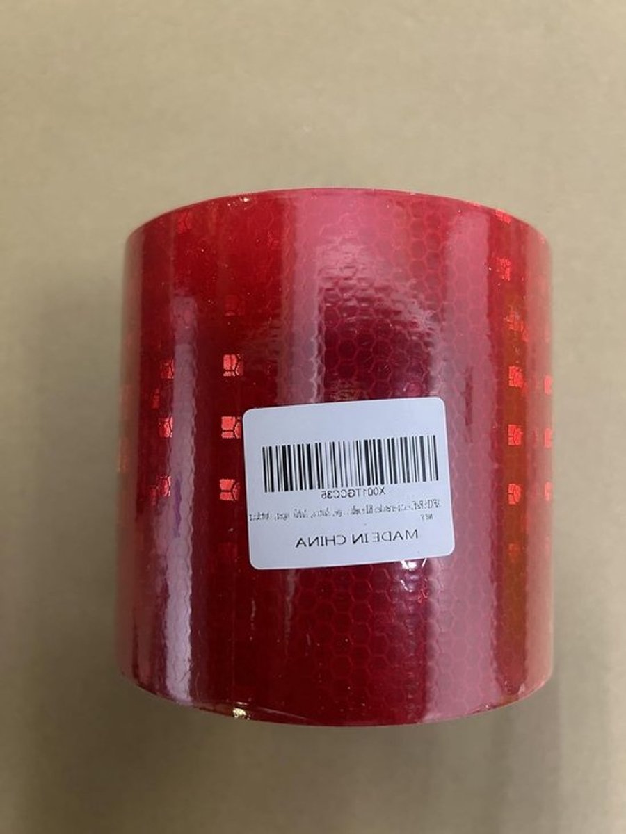 Reflecterende Zelfklevende Tape, Rood, 10 cm x 10 m, Waterdicht, Veiligheidsmarkering voor Voertuigen, Auto's en Trailers, Buitengebruik