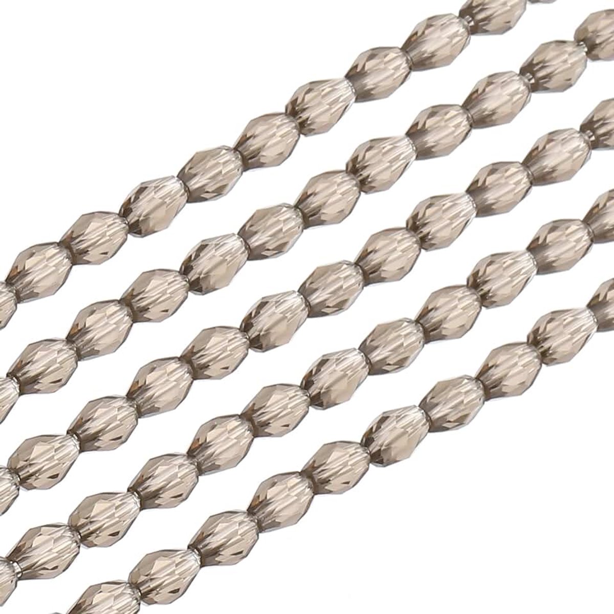 325 stuks traanvormige gefacetteerde glazen kristallen kralen, grijze bicone geboortesteen kraal assortimenten verticale gatvorm voor doe-het-zelf ambacht, 4 x 6 mm