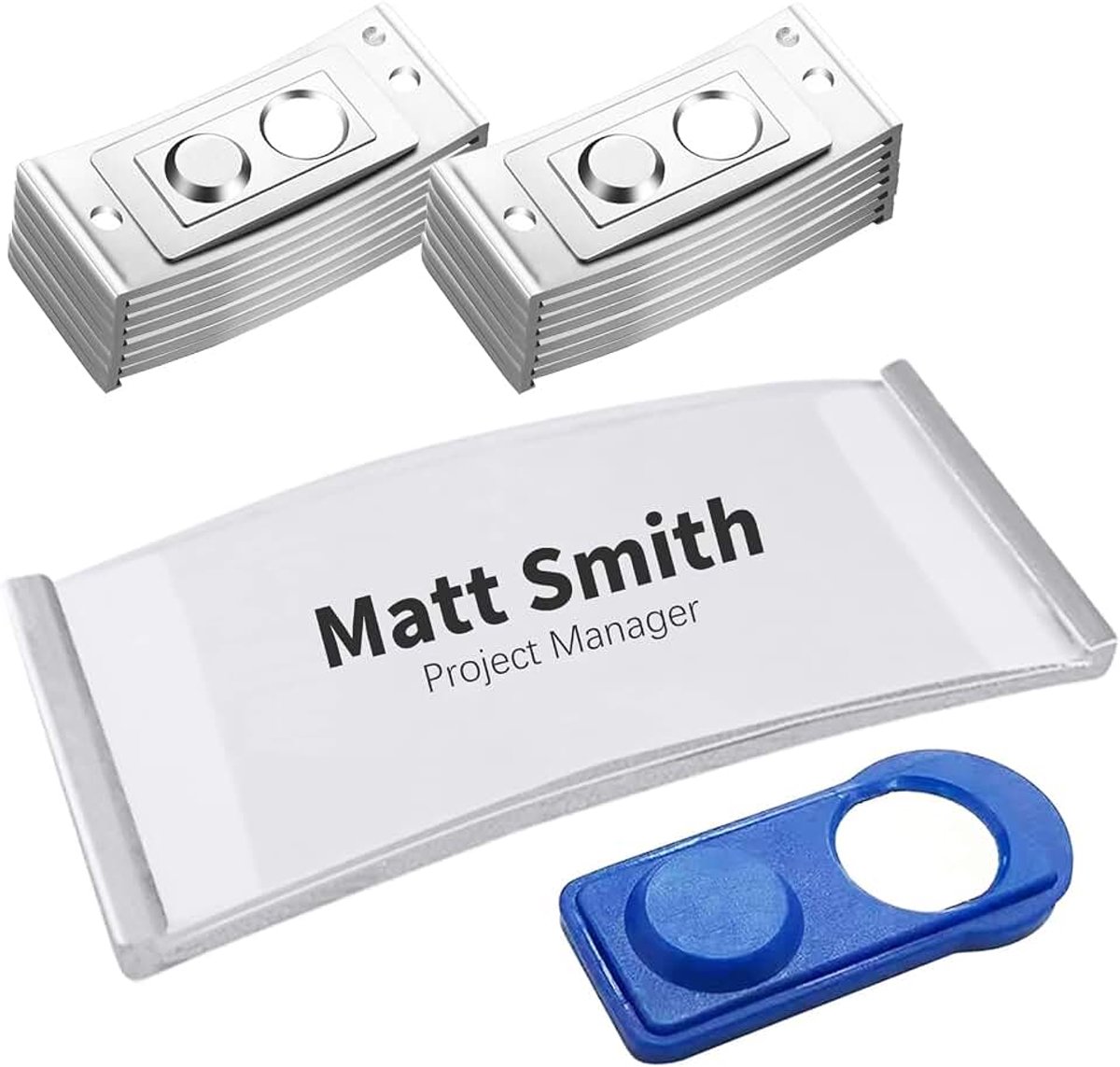Magneetborden, naambordjes, magneetborden, kleding, naambordjes, magneet met papieren inzet, ID-kaarthouder, zilverkleurig, 15 stuks