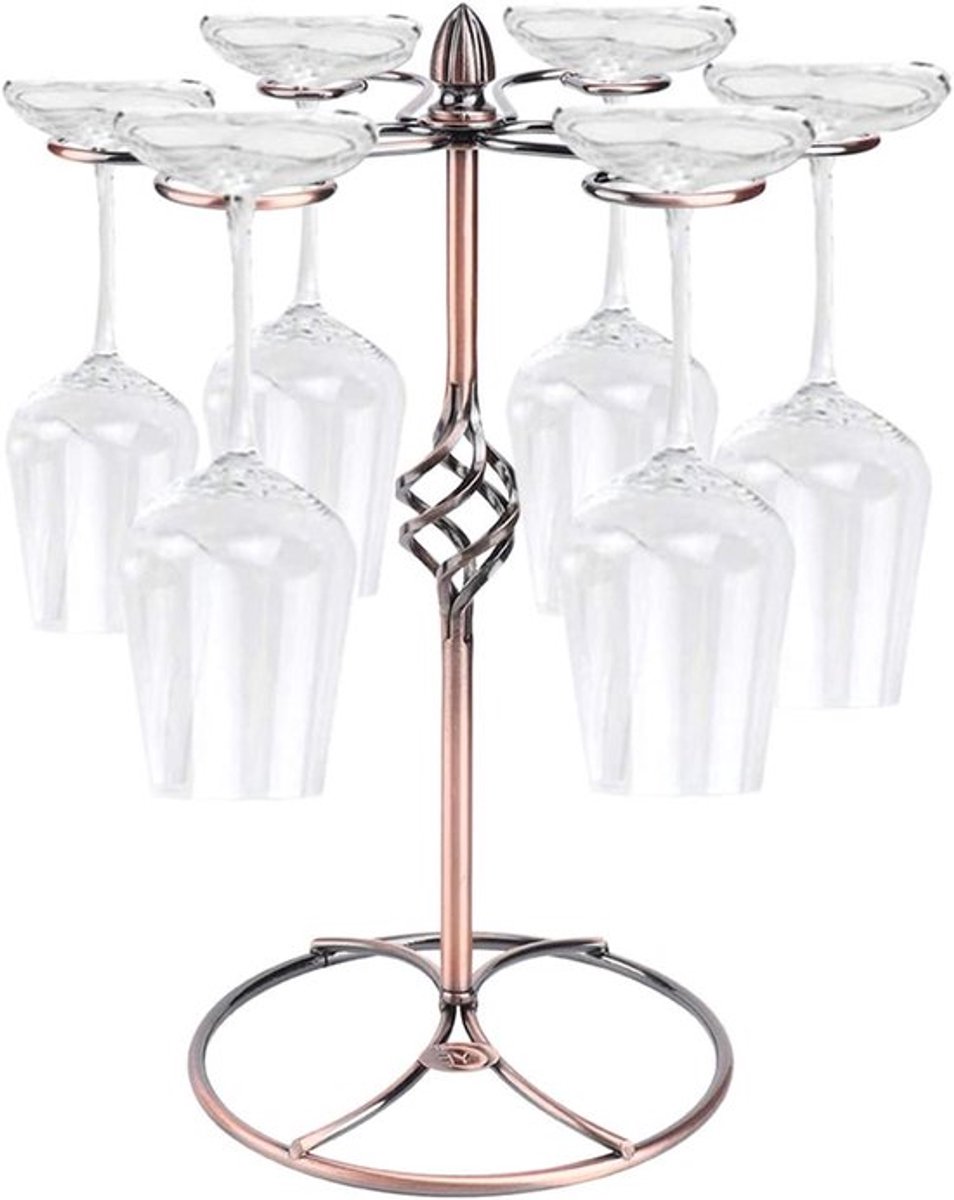 Wijnglas Display Houder Retro Stijl Tafelblad Organisator Thuis Bar Restaurant Opslag Metalen Rack Hangend Plankje - Zwart.