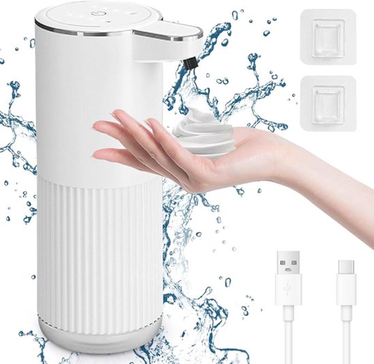 Oplaadbare Schuimzeepdispenser 400ml voor Keuken en Badkamer - Contactloos en Waterdicht met Instelbaar Volume