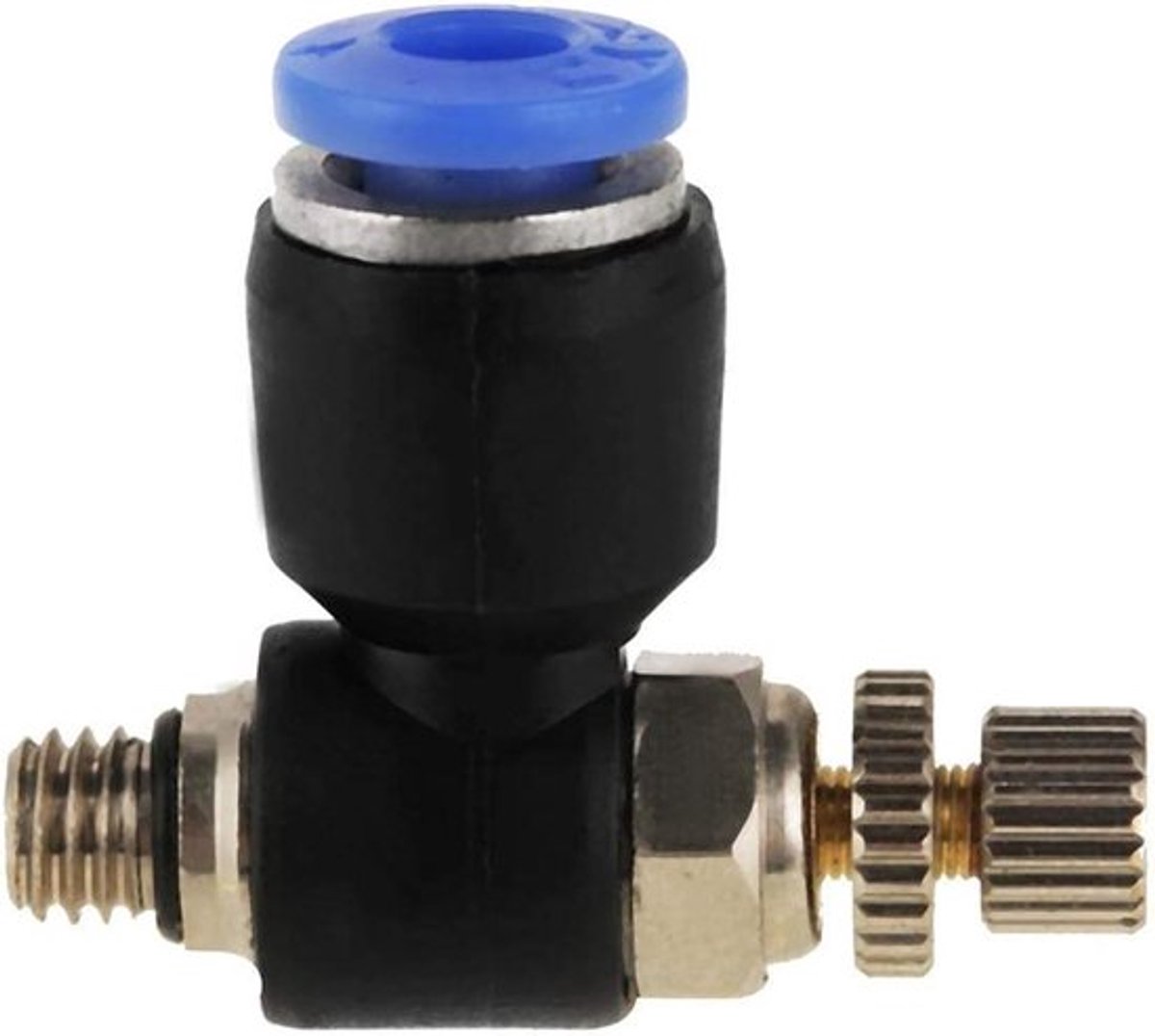 20 stuks pneumatische snelkoppelingen - kunststof en messing - luchtslang aansluiting - regelventiel - OD 4 mm - zwart