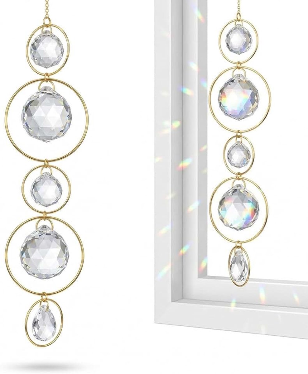 1 stuk kristallen zonnevanger, hangend regenboog prisma venster, hangende glazen zonnevanger, hanger prisma's, regenboog zonnevanger voor huis tuin raam