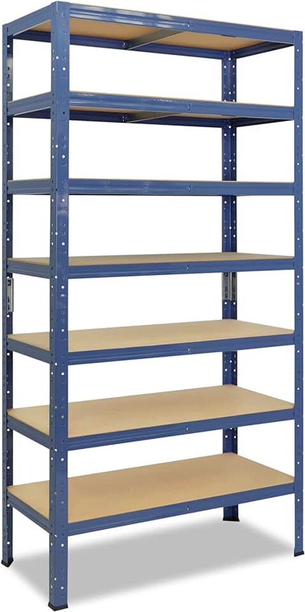 Shelfplaza Home 230x120x60cm metalen stellingkast blauw: 7x125kg | stellingen Berging stelling Garagekast Metalen opslagstelling Opbergstelling Zware stelling Opslagrek Garage stelling